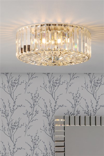 (image for) Laura Ashley Fernhurst 3 Light Flush Crystal & Polished Chrome